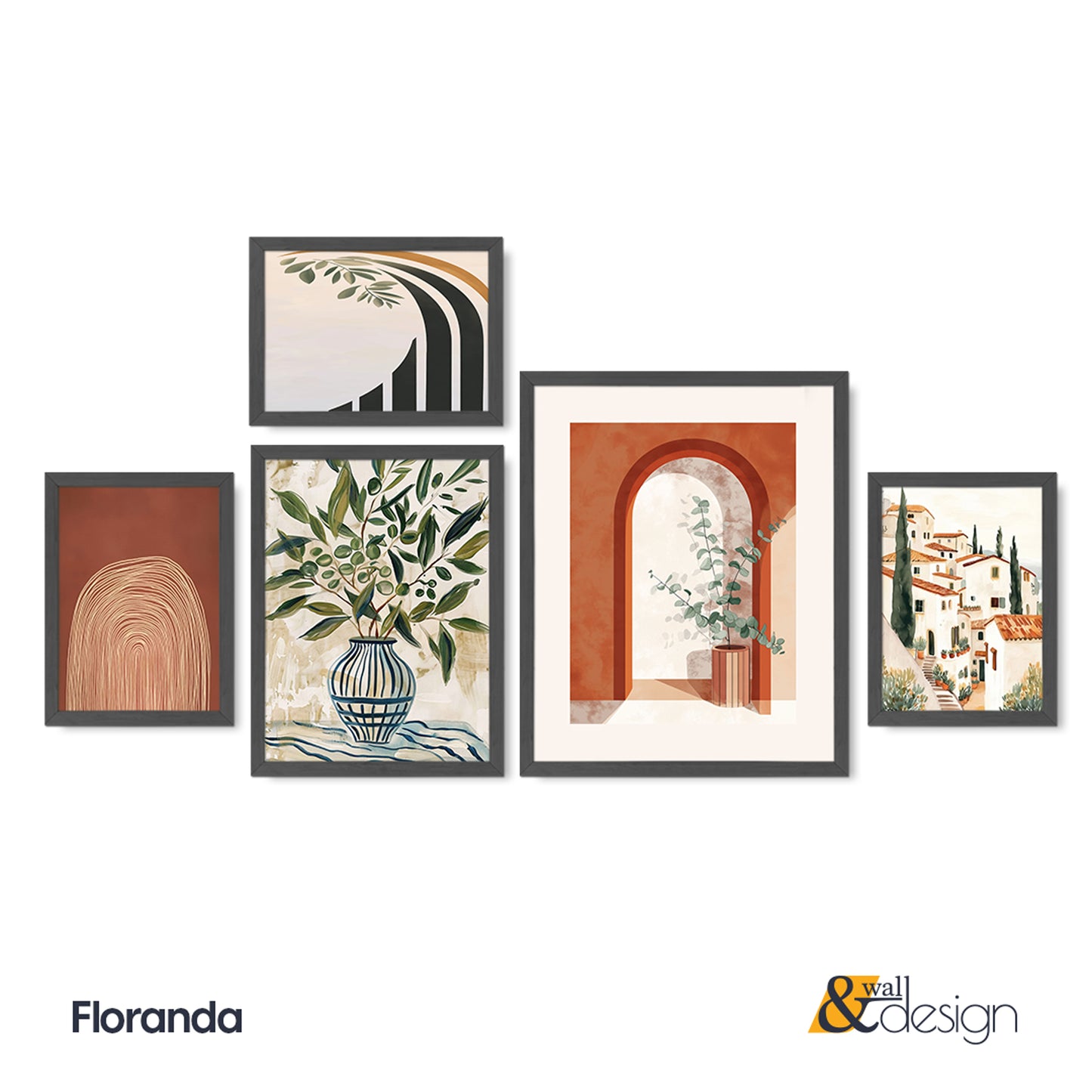 Mediterranean Botanical & Architecture Framed Wall Art Set | Floranda