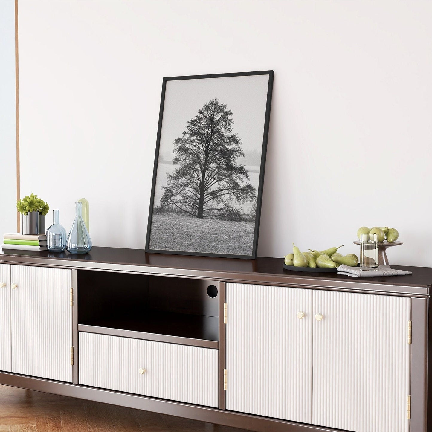 Black White - 4 Pieces Wooden Framed Landscape Wall Gallery Set