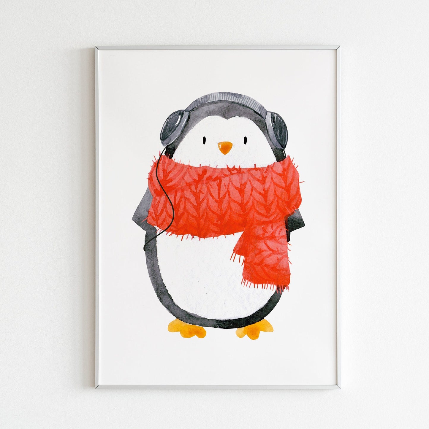 Happy Penguin - Wooden Framed Nursery Wall Art Set of 3 Pieces