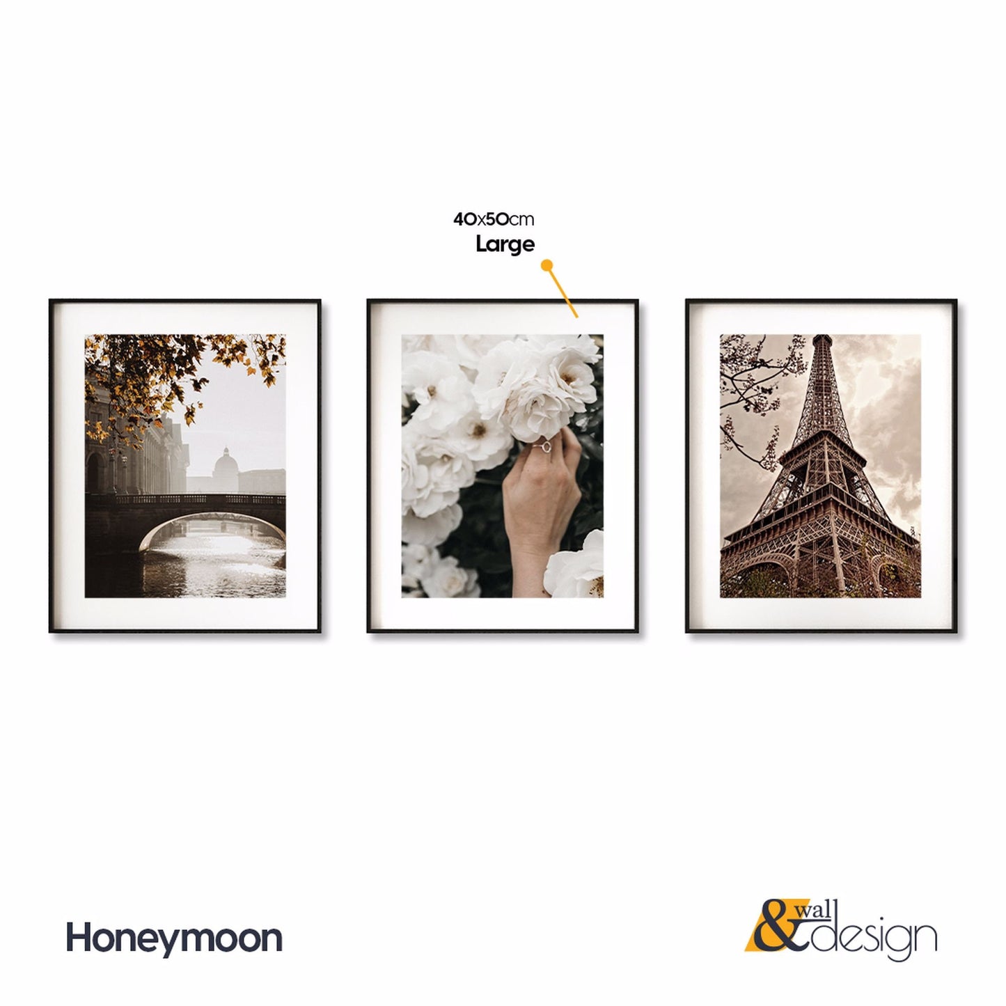 Honeymoon - Modern Cityscape Gallery Wall Art FRAMED Set of 3 Pieces