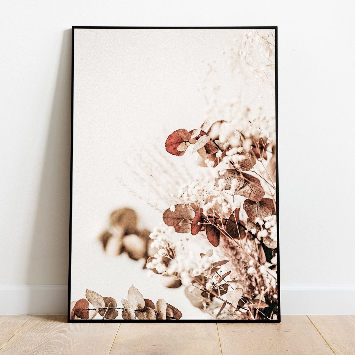 Sweet Leafs - Neutral Boho Gallery FRAMED Wall Decor Print Set of 6 Pieces