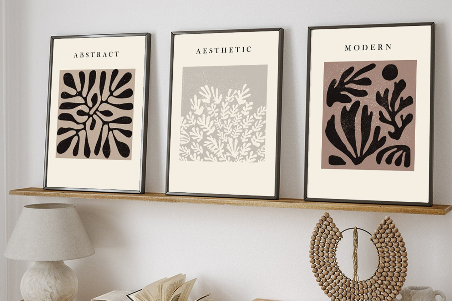 Ethnical - FRAMED Matisse Print Set of 3 Abstract Line Art Gallery
