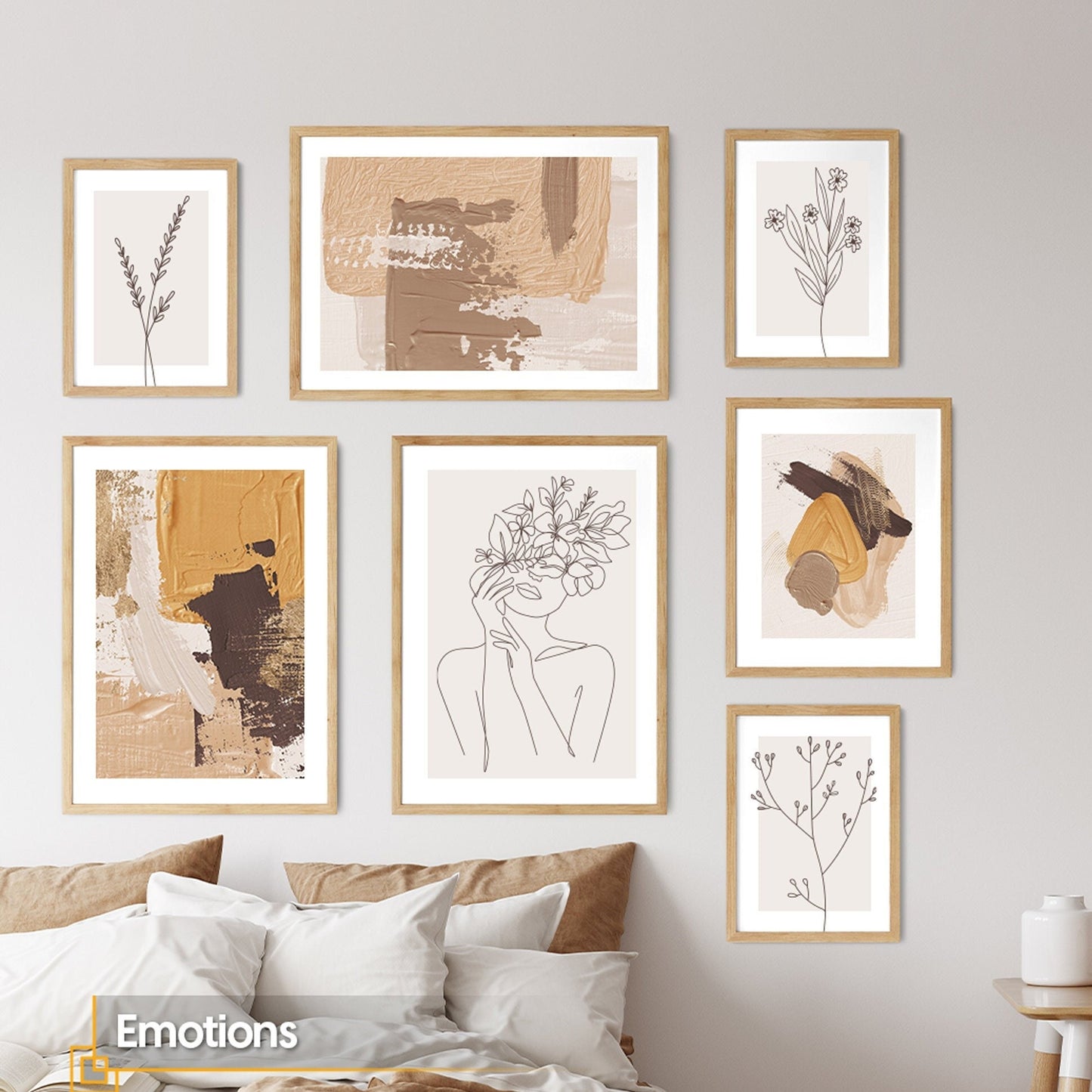 Emotions - Modern Abstract FRAMED Wall Art Set of 7 Pieces