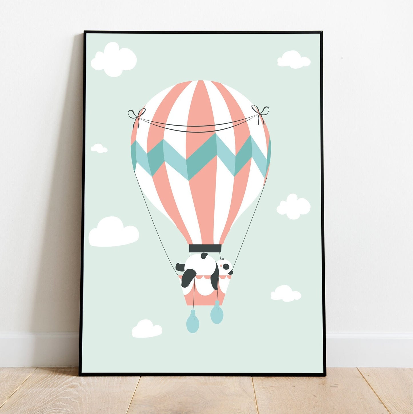 Flaying Panda - Framed Nursery Wall Art Set of 3 Pieces