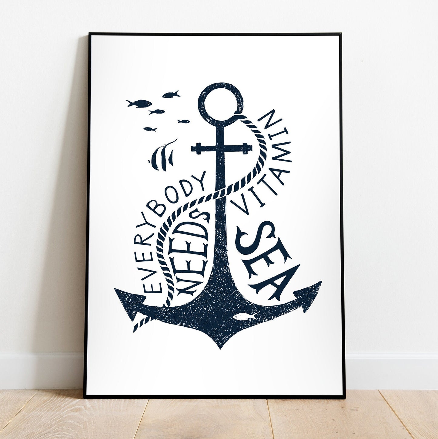 Mar in Blue - Nautical Wall Art Set of 4 Pieces FRAMED