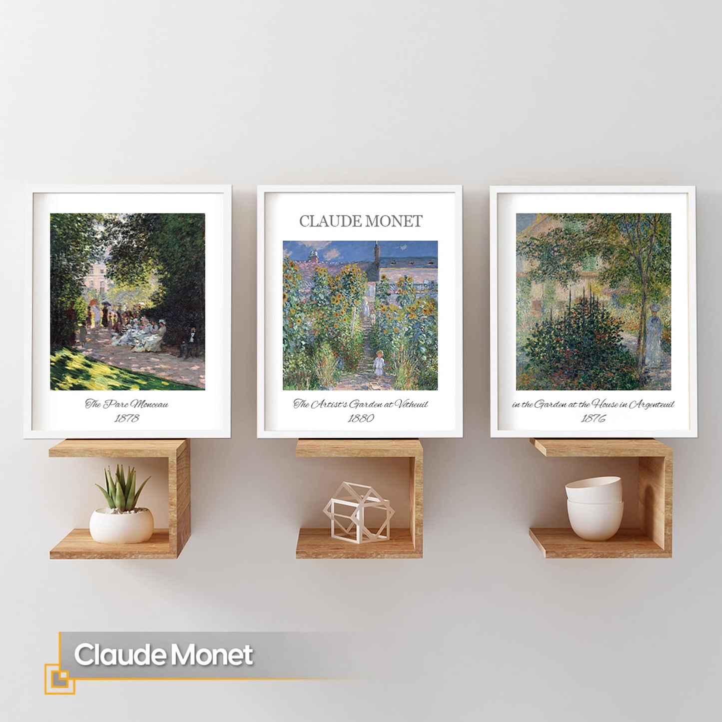 Claude Monet Prints FRAMED 3 Piece Wall Art Monet Framed Poster Set Gallery Wall Set Coastal Print Set Museum Poster Wooden Framed