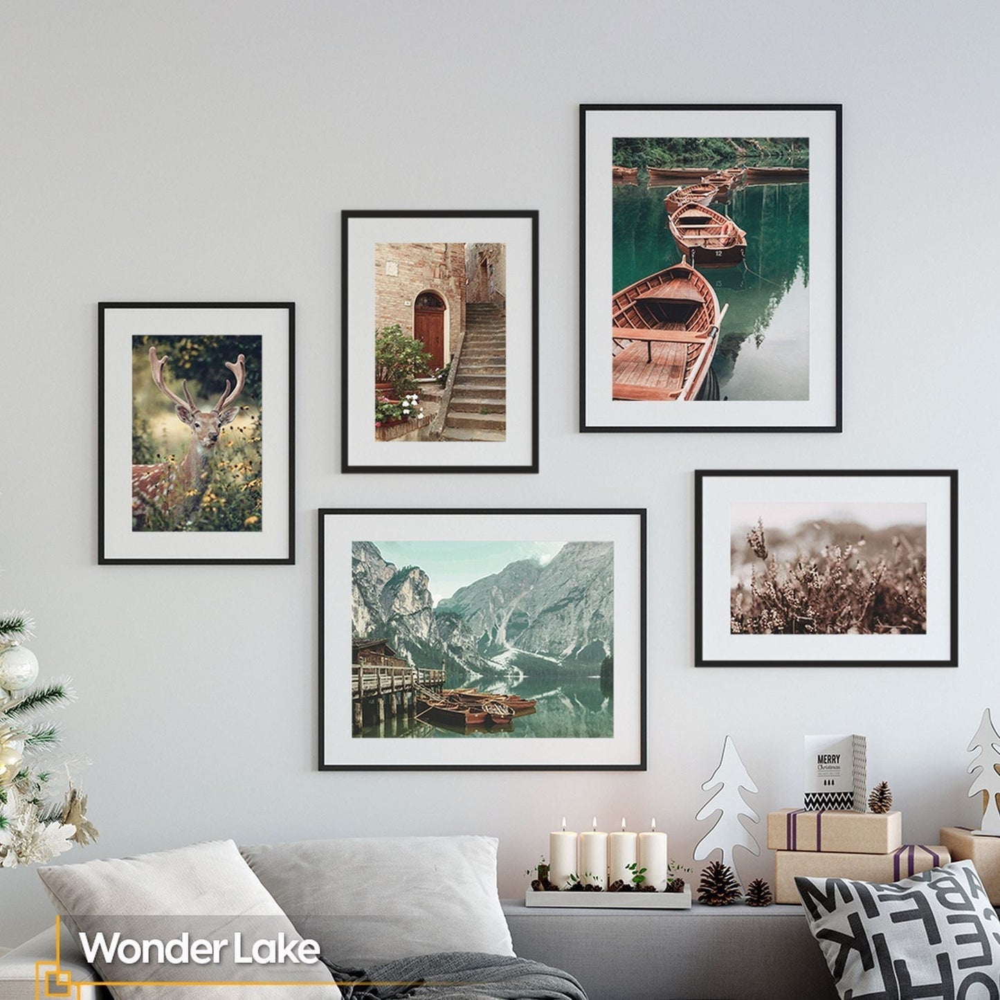 Wonder Lake - Neutral Landscape Gallery Wall Set of 5 Pieces FRAMED