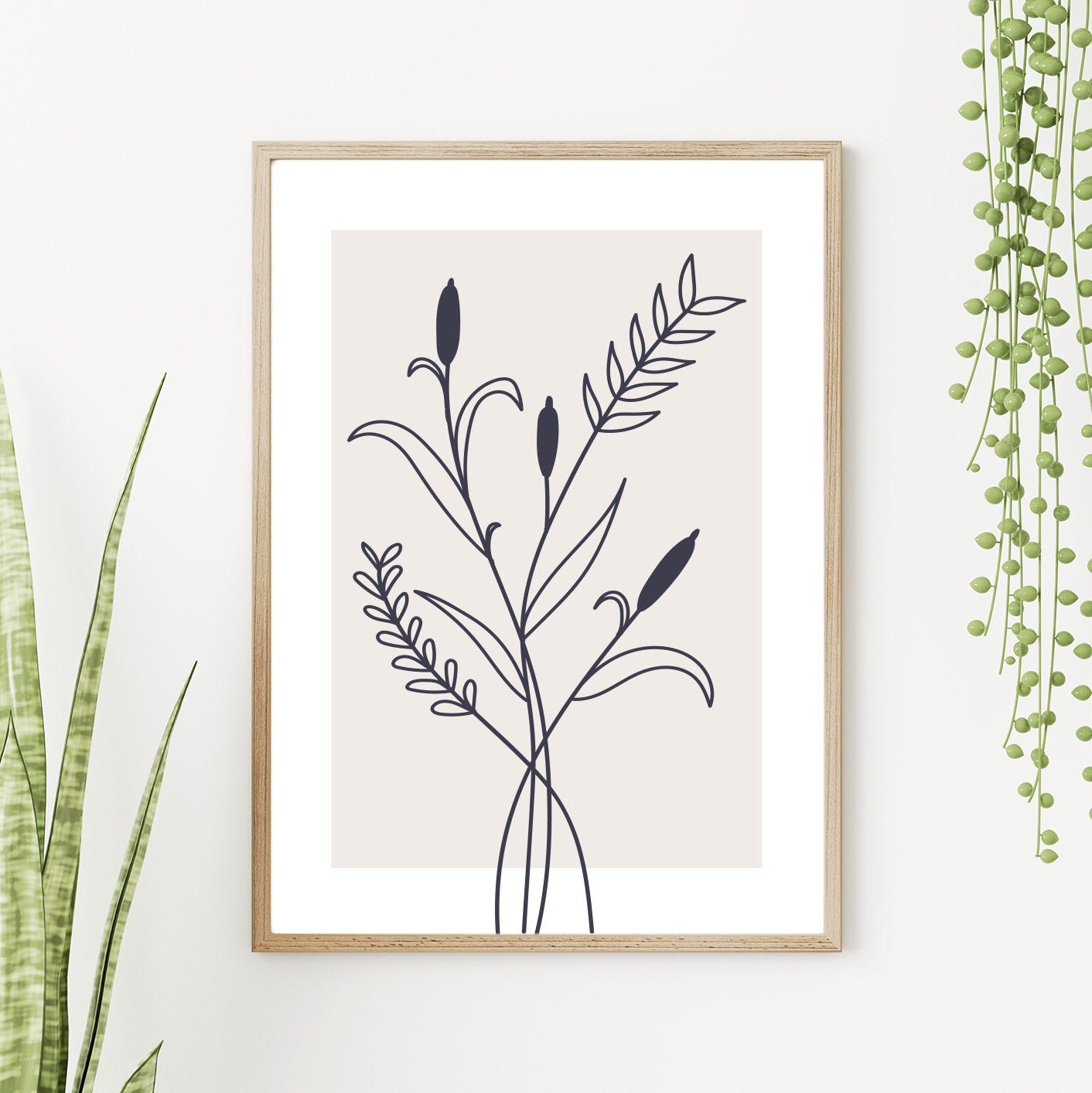 Liner Flower - Flower Line Art Set FRAMED Print Set of 3 Pieces