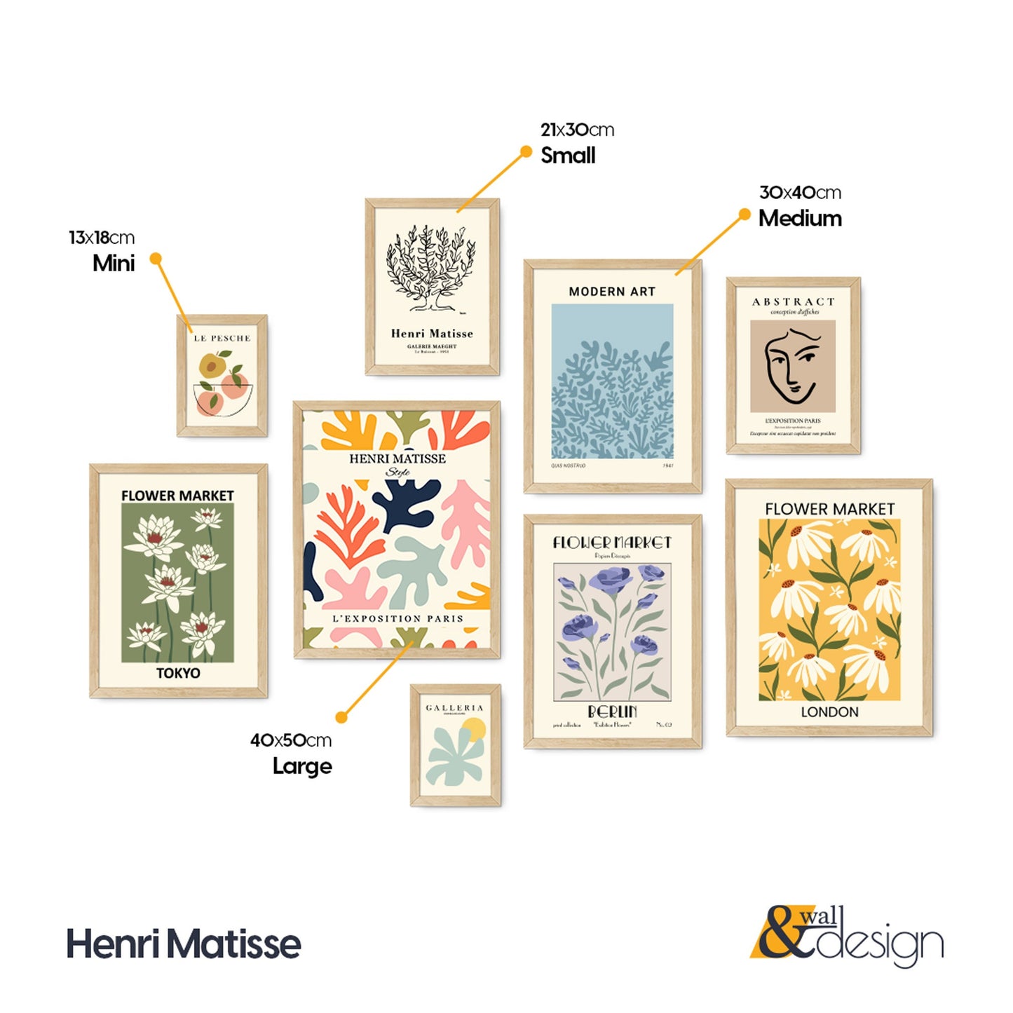 Henri Matisse - Modern Gallery Wall Art Set FRAMED of 9 Pieces
