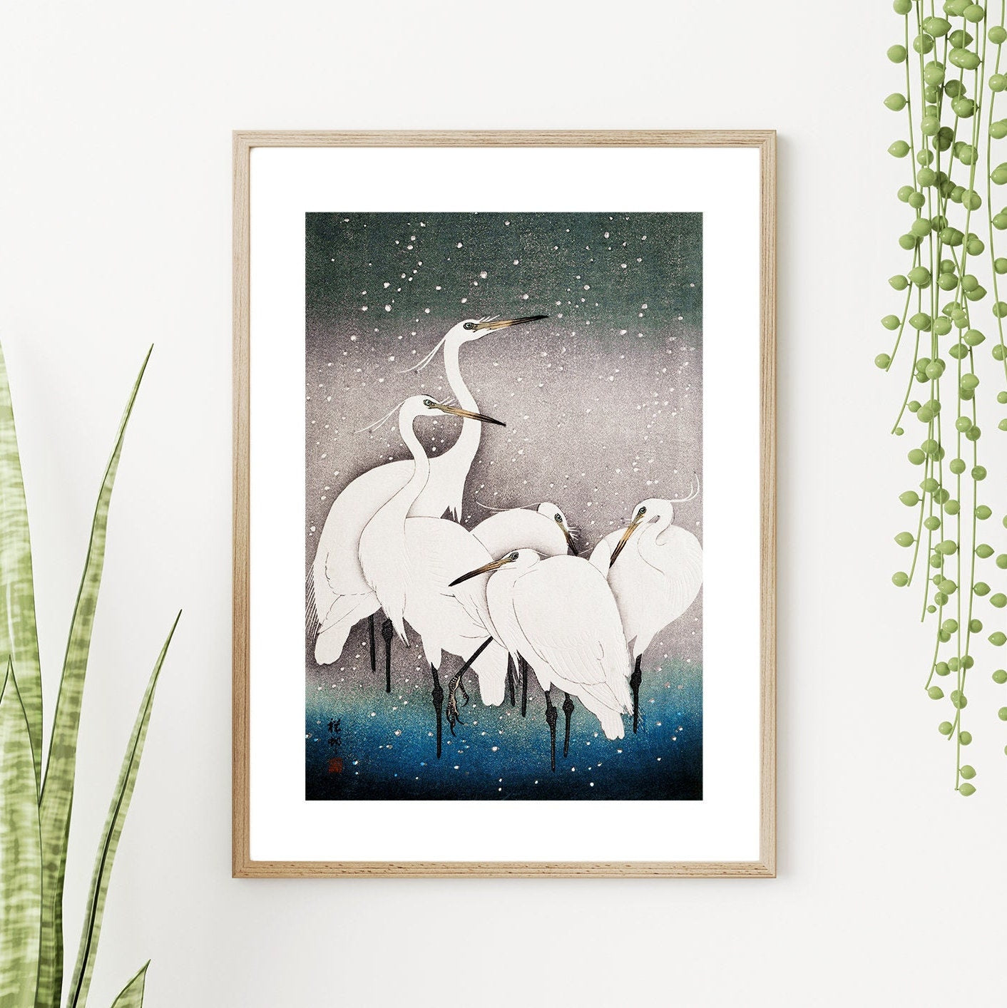 Japanese Art - Blue Gallery Wall Set of 5 FRAMED Prints