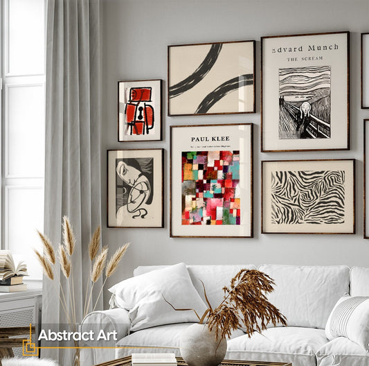 Abstract Art - Modern Gallery Wall Art Set FRAMED 6 Piece