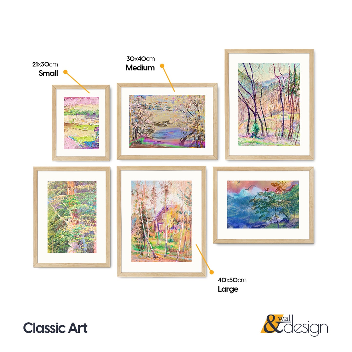 Classic Art - Impressionist Wall Art Set FRAMED Set of 6 Pieces