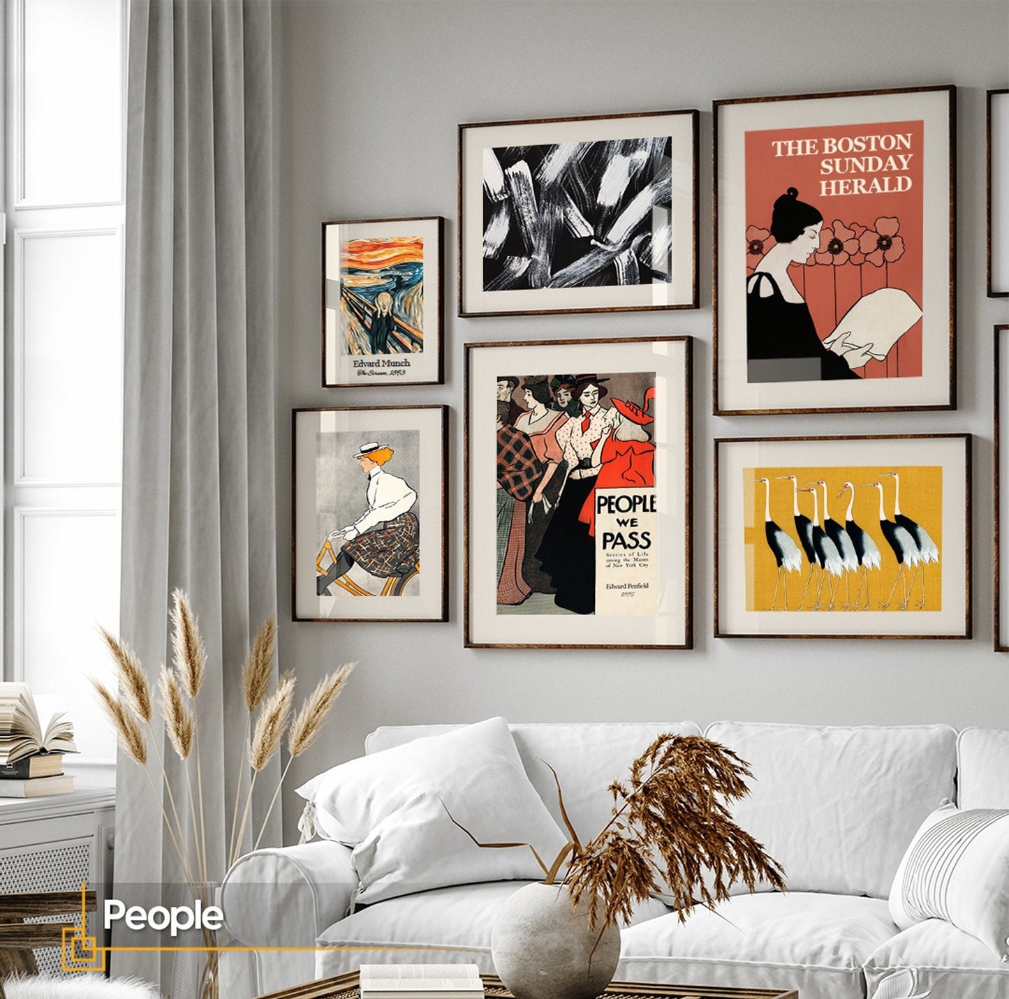 People - Art Nouveau Gallery Wall Set FRAMED Set of 6 Pieces