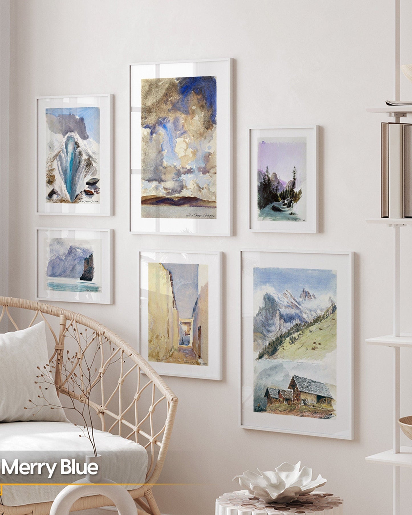 Merry Blue - 6 Pieces FRAMED Wall Art Gallery