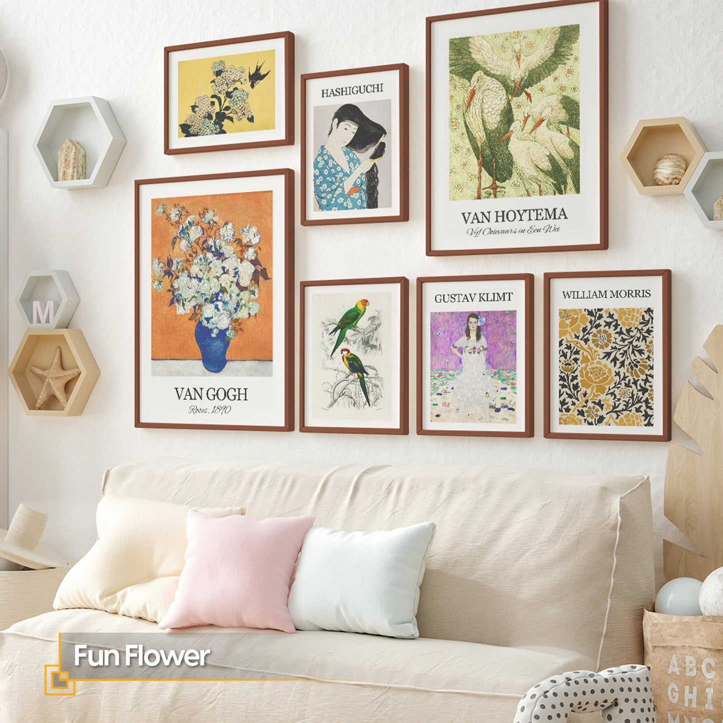Fun Flower - Eclectic FRAMED Gallery Wall Set of 7 Van Gogh Prints