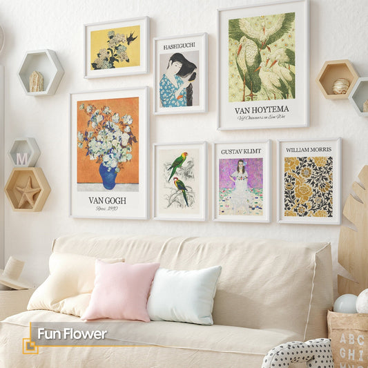 Fun Flower - Eclectic FRAMED Gallery Wall Set of 7 Van Gogh Prints