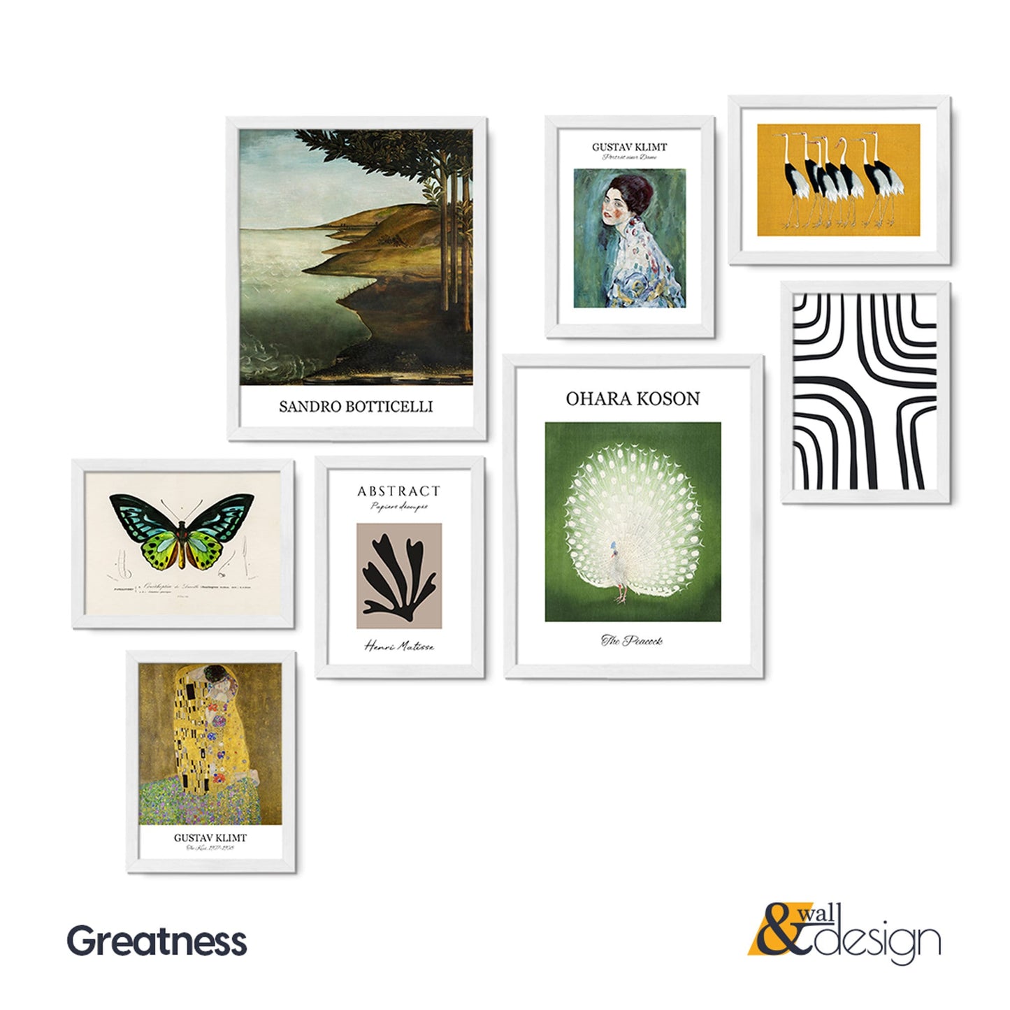 Greatness - Vintage Large Gallery Wall Artwork Set of 8 Pieces FRAMED