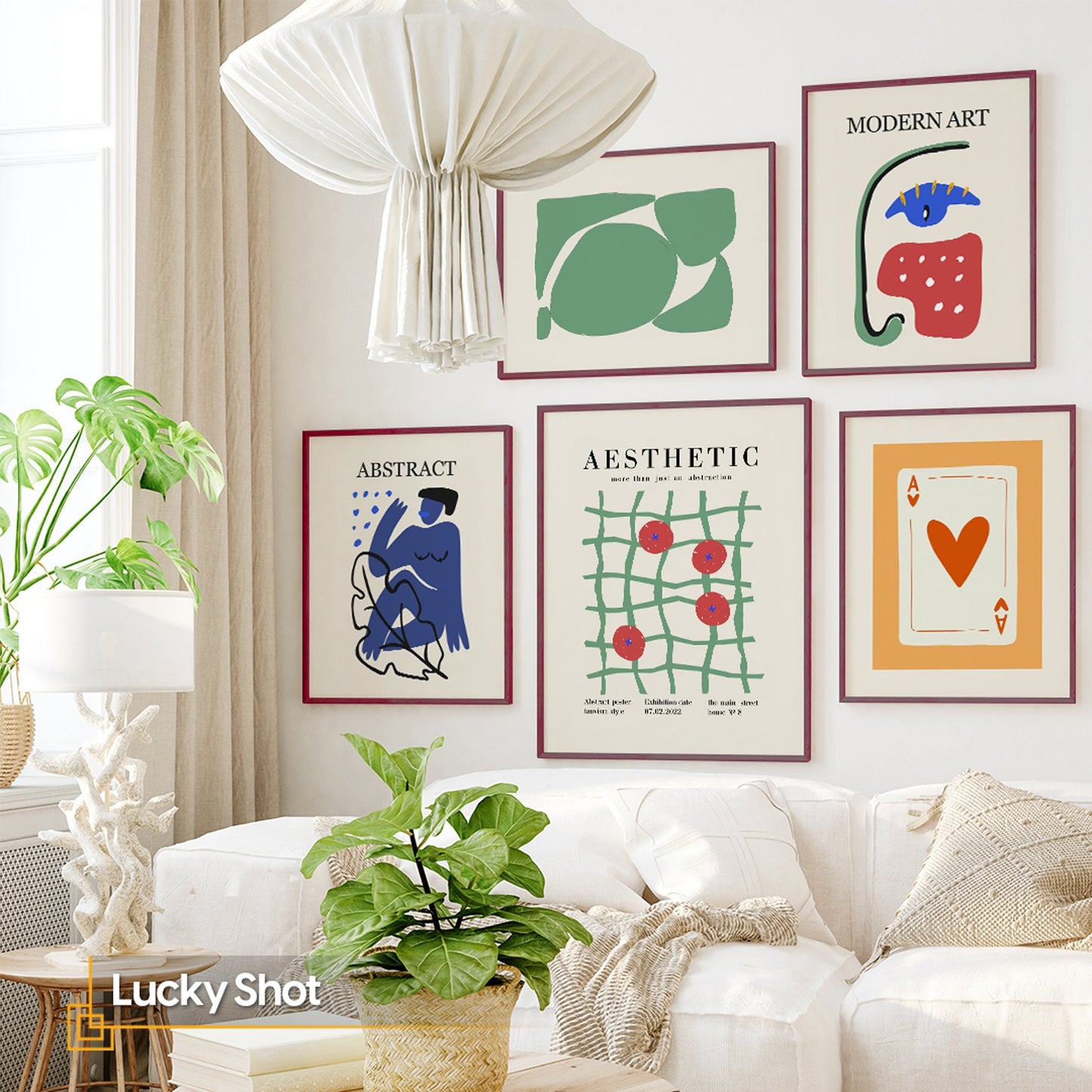 Lucky Shot - Eclectic FRAMED Gallery Wall Set of 5 Abstract Poster