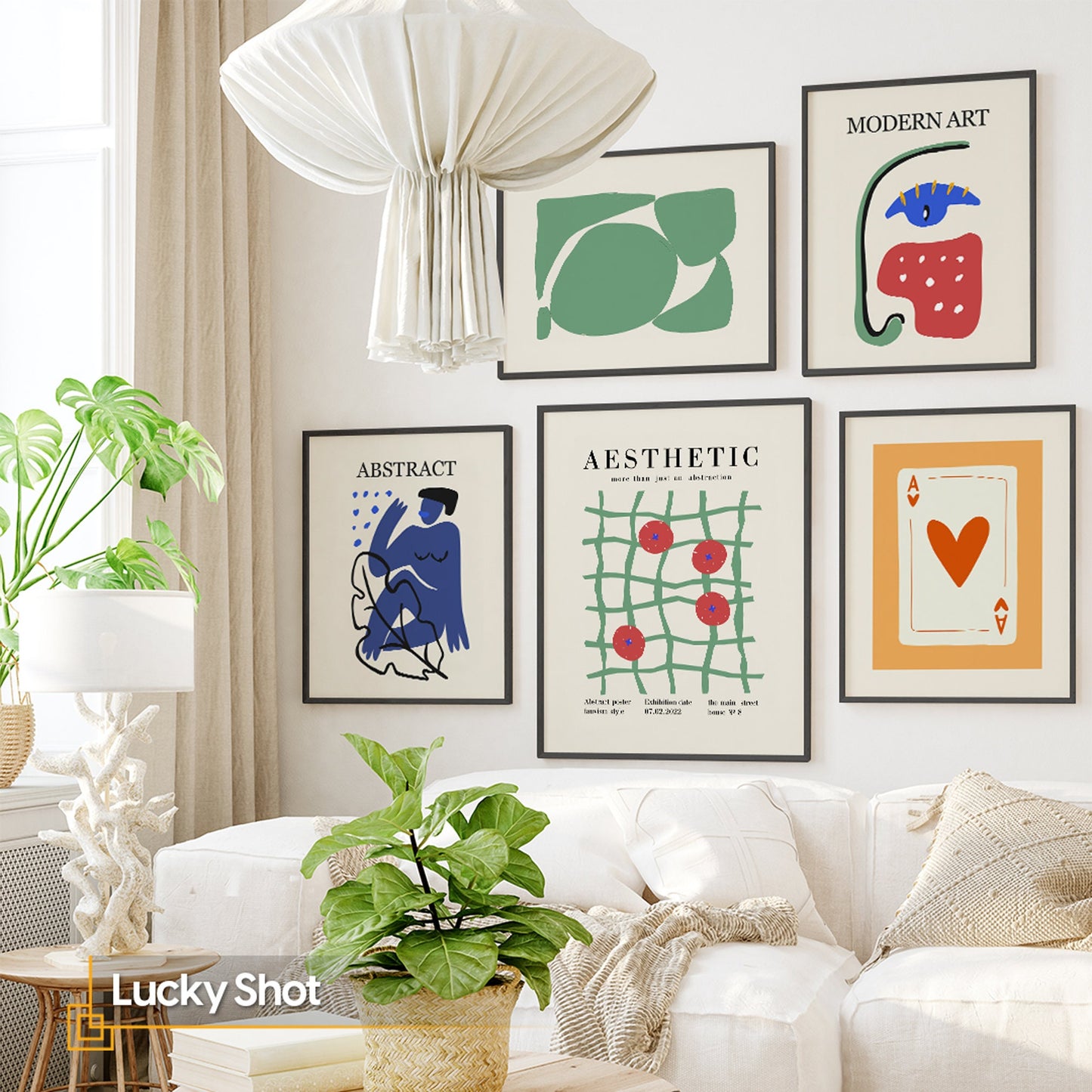 Lucky Shot - Eclectic FRAMED Gallery Wall Set of 5 Abstract Poster