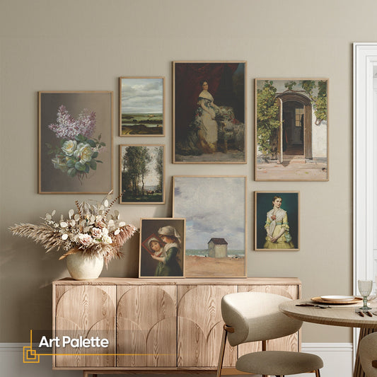 Art Palette - Vintage Gallery Wall Set FRAMED Set of 8 Pieces
