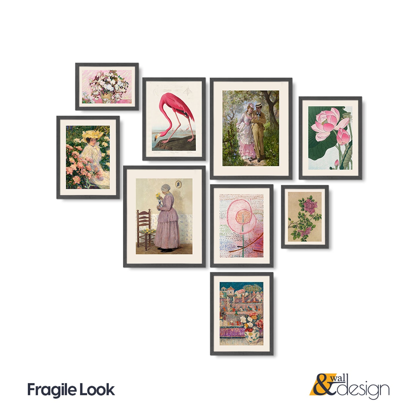 Fragile Look - Wall Art Gallery Framed Set of 9 Maximalist Artworks