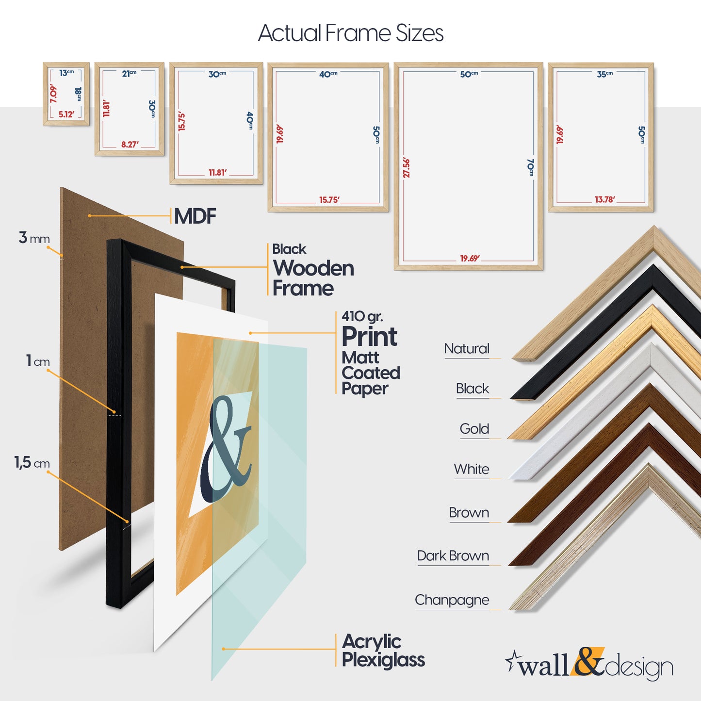 Arkoda - 4 Pieces Wooden FRAMED Abstract Wall Art Prints