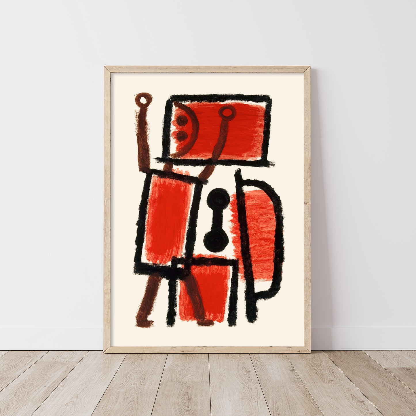 Paul Klee Framed Wall Art Print | Abstract Red & Black Artwork | Modern Wooden Framed Fine Art Print | Museum Inspired Home Decor
