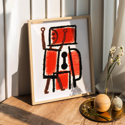 Paul Klee Framed Wall Art Print | Abstract Red & Black Artwork | Modern Wooden Framed Fine Art Print | Museum Inspired Home Decor