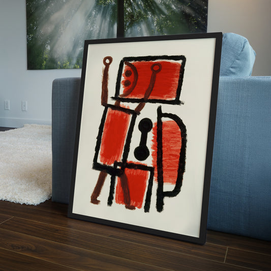 Paul Klee Framed Wall Art Print | Abstract Red & Black Artwork | Modern Wooden Framed Fine Art Print | Museum Inspired Home Decor