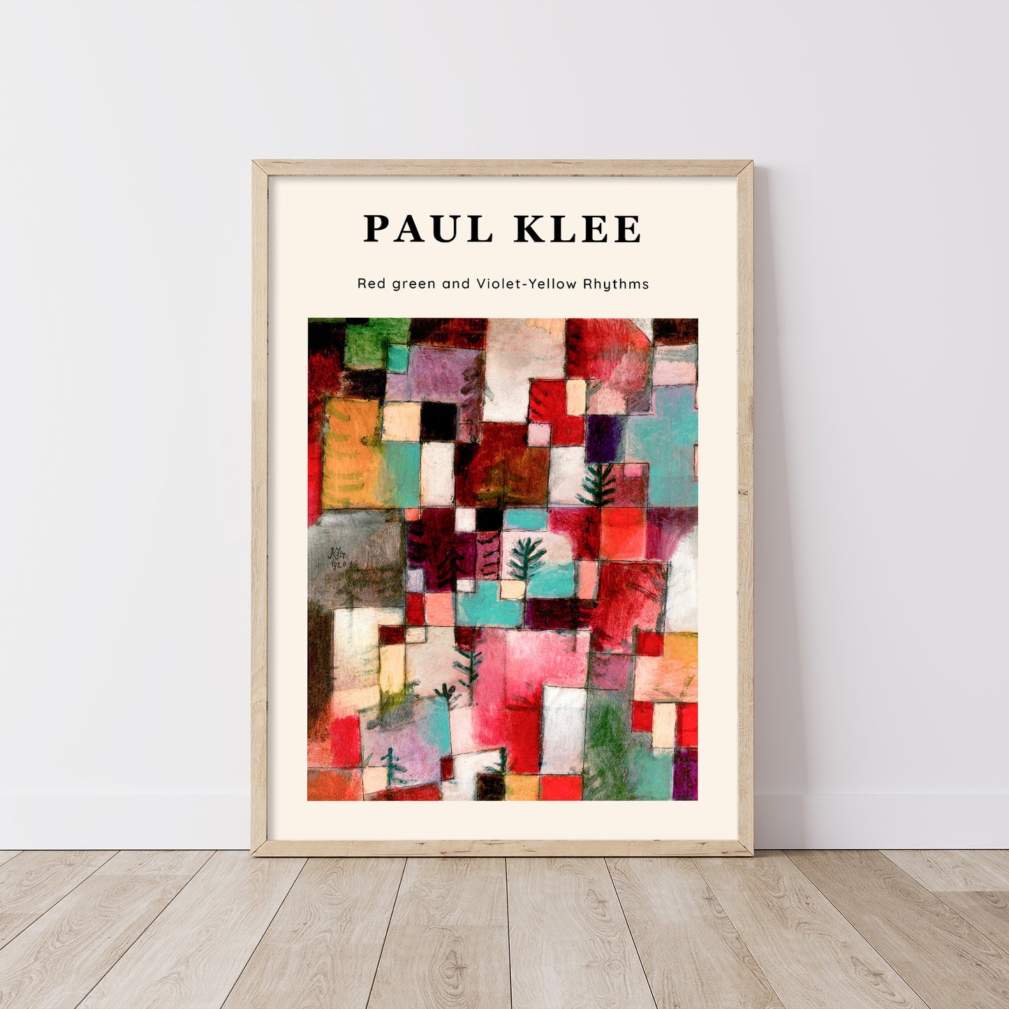 Paul Klee Red Green and Violet-Yellow Rhythms Wooden Framed Wall Art Print