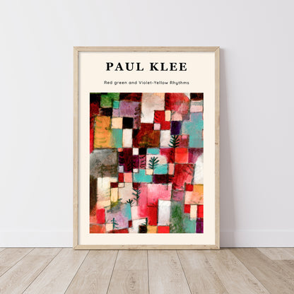 Paul Klee Red Green and Violet-Yellow Rhythms Wooden Framed Wall Art Print