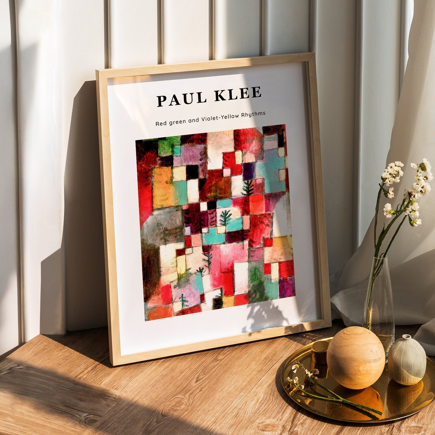 Paul Klee Red Green and Violet-Yellow Rhythms Wooden Framed Wall Art Print