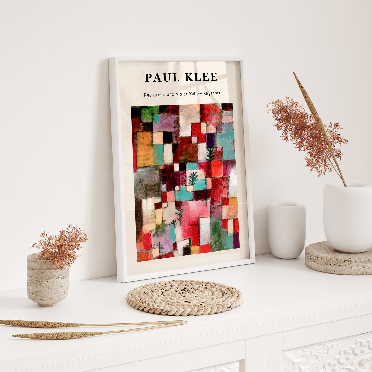 Paul Klee Red Green and Violet-Yellow Rhythms Wooden Framed Wall Art Print