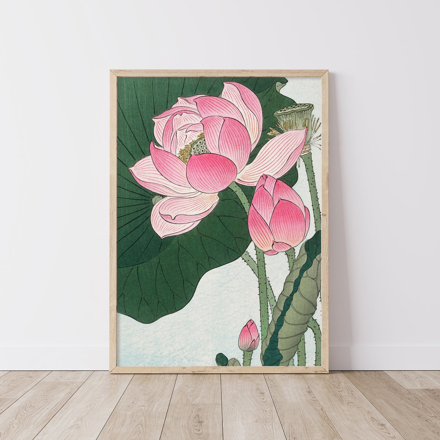 Ogata Gekkō Lotus Flowers Wooden Framed Wall Art Print