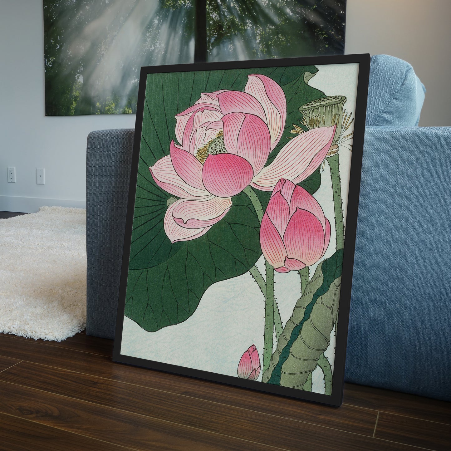 Ogata Gekkō Lotus Flowers Wooden Framed Wall Art Print