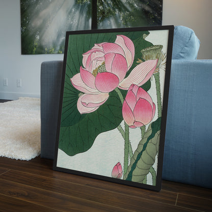 Ogata Gekkō Lotus Flowers Wooden Framed Wall Art Print