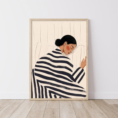 Peaceful Woman Wooden Framed Wall Art Print