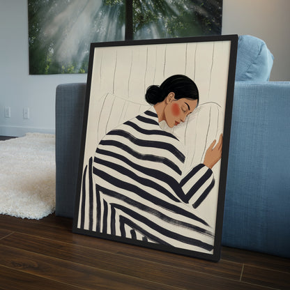 Peaceful Woman Wooden Framed Wall Art Print
