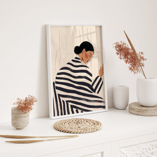 Peaceful Woman Wooden Framed Wall Art Print