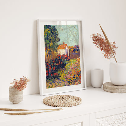 Vincent van Gogh Garden Cottage Wooden Framed Wall Art Print