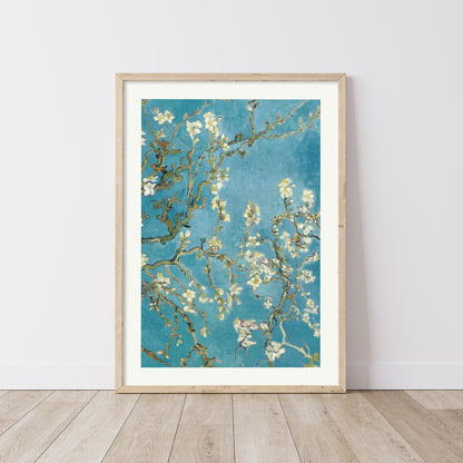 Van Gogh Almond Blossoms Framed Art Print – Botanical Wall Art with Wooden Frame