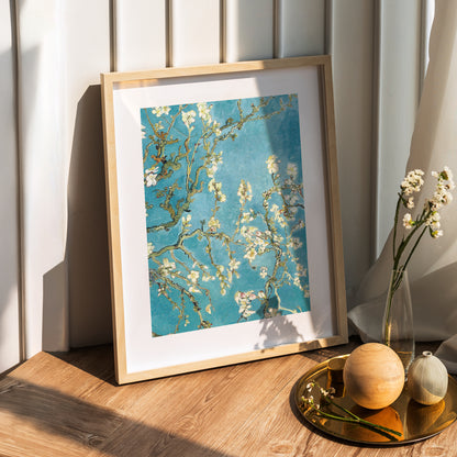 Van Gogh Almond Blossoms Framed Art Print – Botanical Wall Art with Wooden Frame