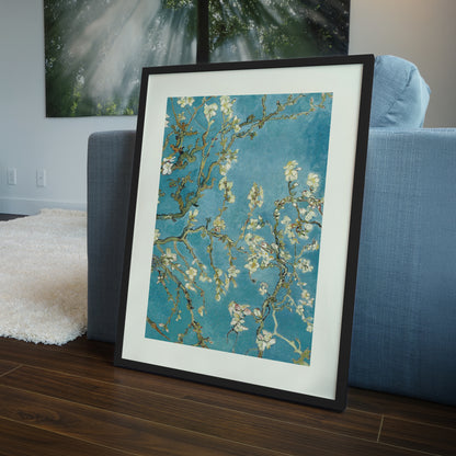 Van Gogh Almond Blossoms Framed Art Print – Botanical Wall Art with Wooden Frame