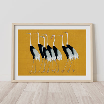 Ukiyo-e Wall Art Print | Ogata Kōrin Cranes Japandi Framed Wall Decor