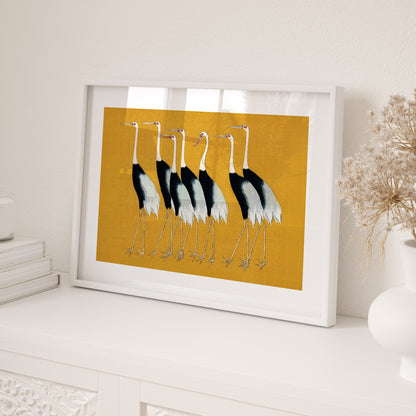 Ukiyo-e Wall Art Print | Ogata Kōrin Cranes Japandi Framed Wall Decor