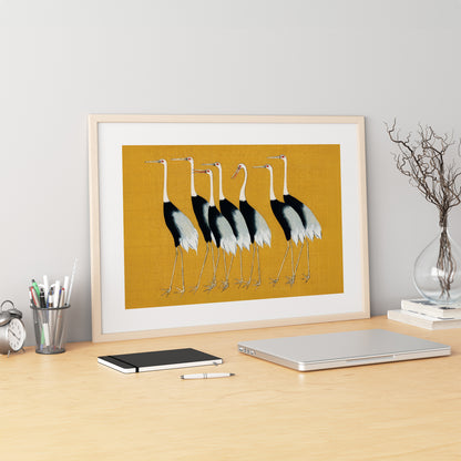 Ukiyo-e Wall Art Print | Ogata Kōrin Cranes Japandi Framed Wall Decor