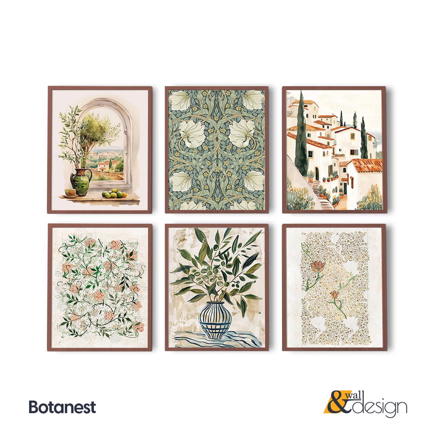 Botanest - Botanical & Mediterranean Framed Wall Art Set of 6