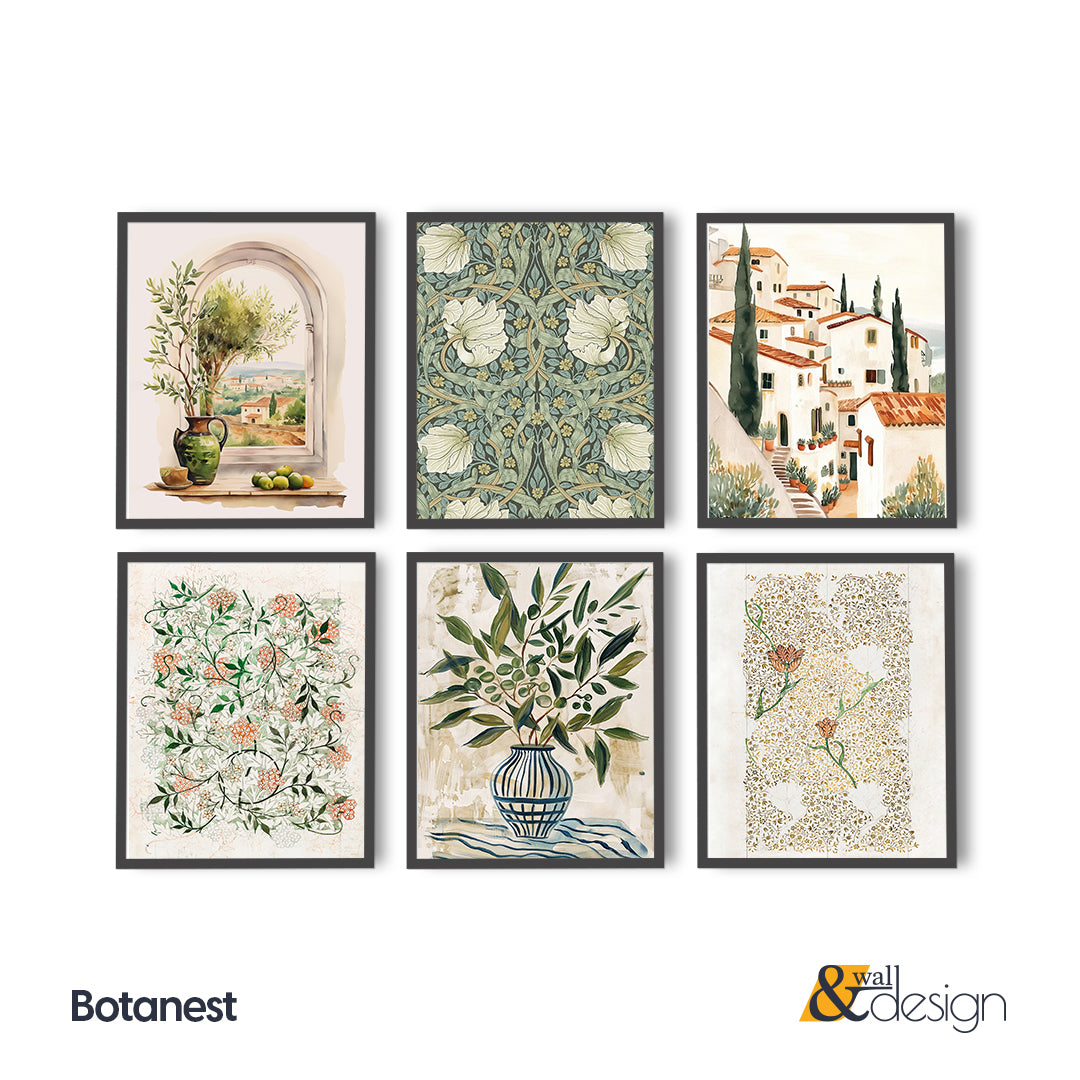Botanest - Botanical & Mediterranean Framed Wall Art Set of 6
