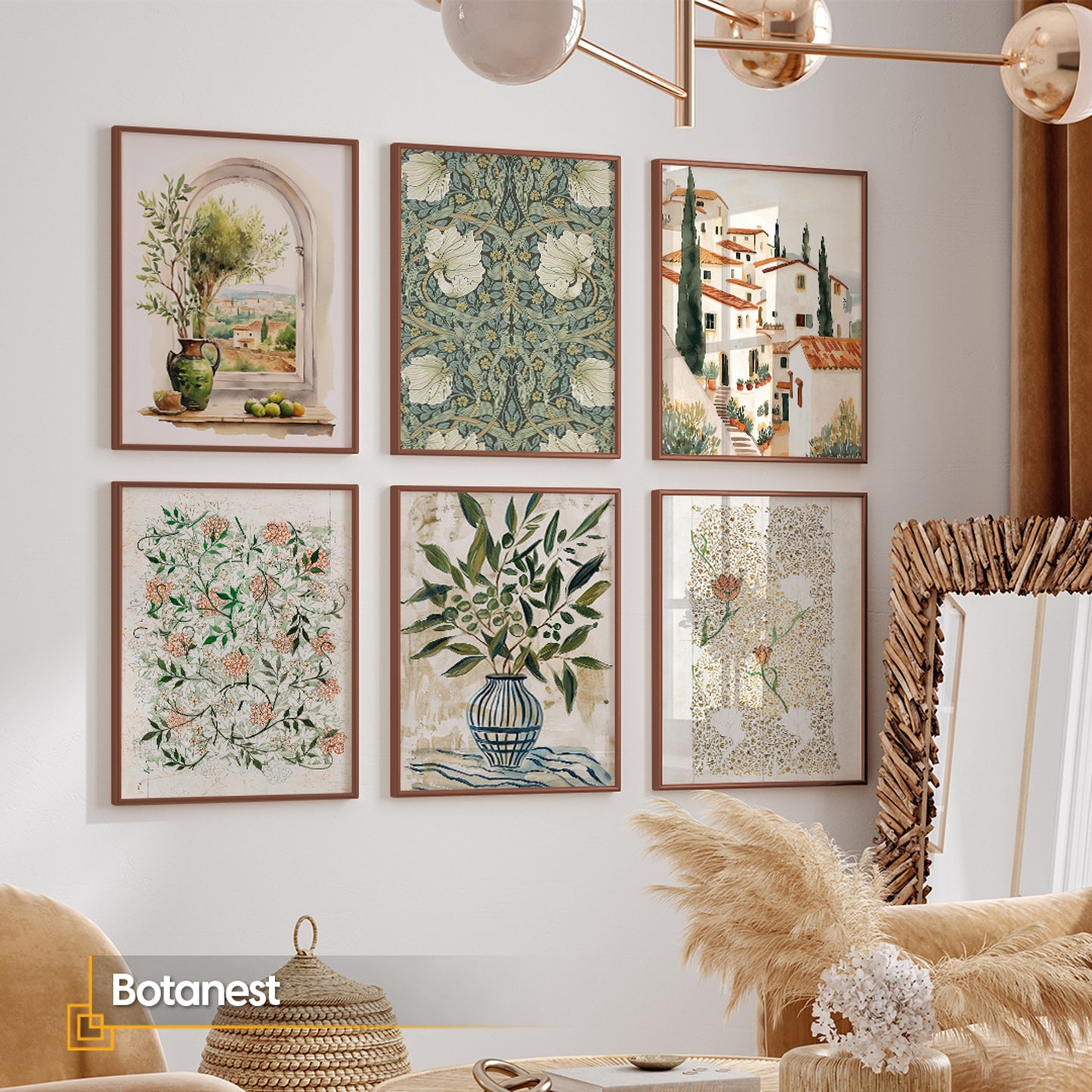 Botanest - Botanical & Mediterranean Framed Wall Art Set of 6