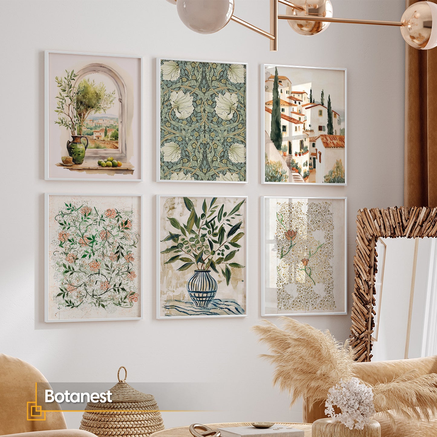Botanest - Botanical & Mediterranean Framed Wall Art Set of 6